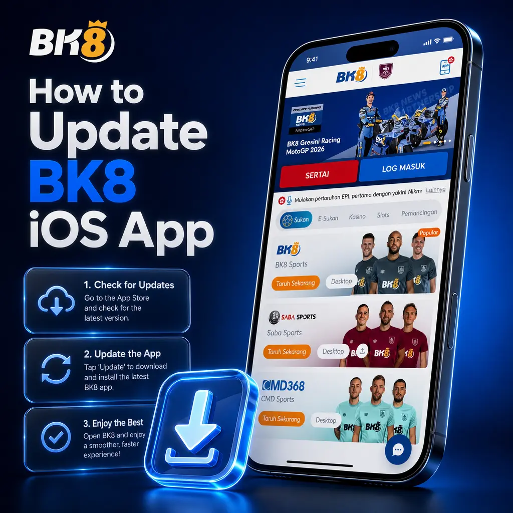 Step-by-step guide showing how to update the BK8 iOS app on iPhone or iPad for the latest features and security.